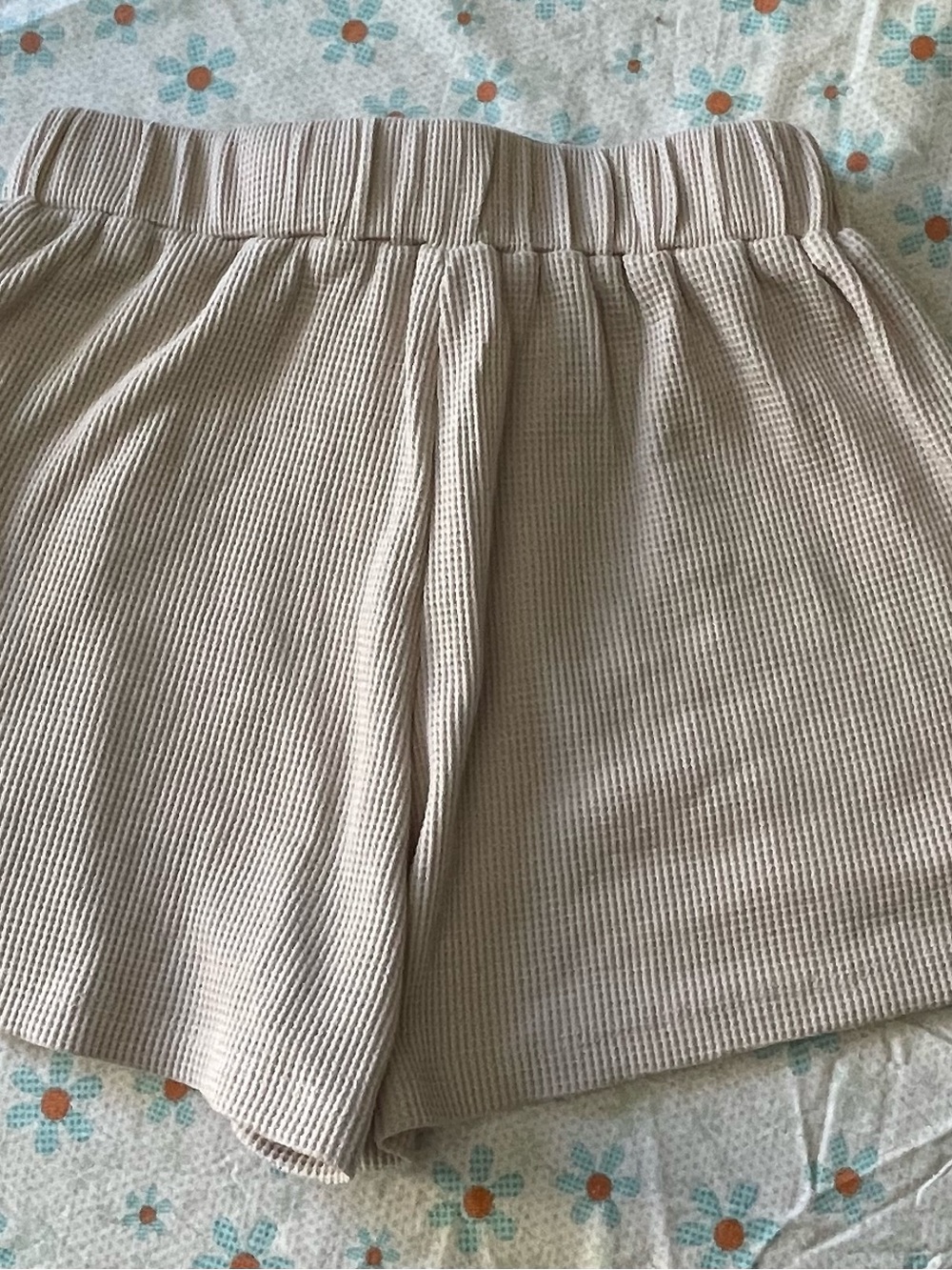 Princess Polly Beige Waffle High-Rise Shorts